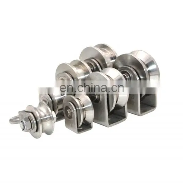 48*22mm 2Inch SUS304 U Groove Wheels Pulley Drawer Sliding Gate Castor Roller photo-3