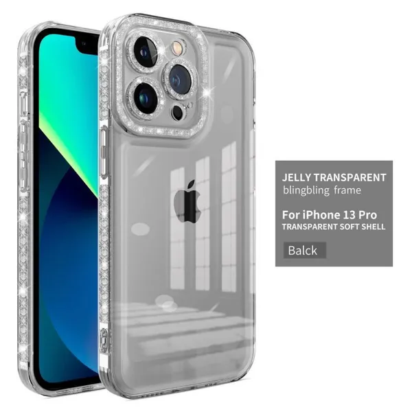 Clear Tpu Soft Plating Luxury Blank Mobile Phone Bags Cases For Sublimation For Apple 12/13/14 Straight Edge Flash Drill X/7/8P photo-4