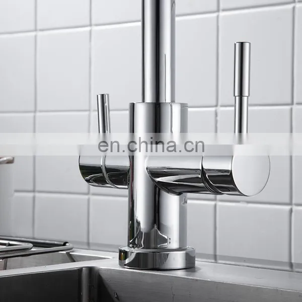 Dual Handle Cold/Hot Brass Kitchen Faucet Chrome Plated Kitchen Faucet photo-4