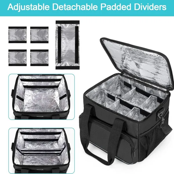 The Insulated Medical Bag With Adjustable Dividers, Medical Supplies Water-Proof Case for Travel, Camping,Home,Black photo-3