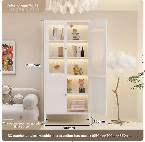 HN-B90 Fluted Glass Metal Showcase ,Slim Frame, Boutique Store Merchandising Cabinet With Magnetic Catch-HENGNA Factory Wholsale photo-2