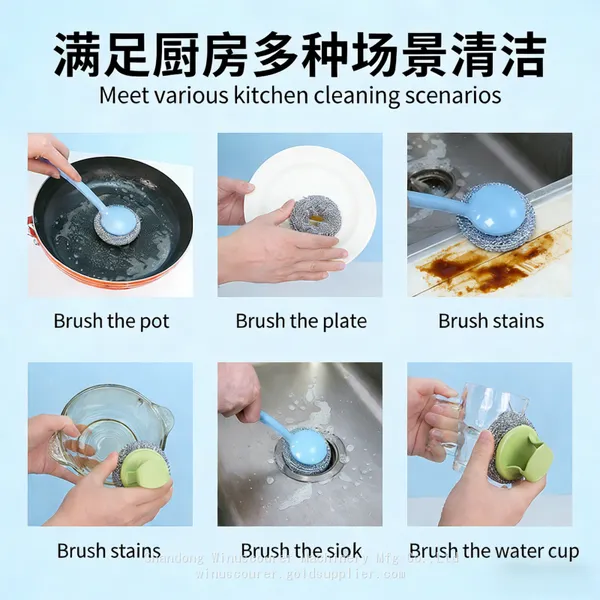 Factory Supply Metallic Daily Cleaning Pot Brush photo-4