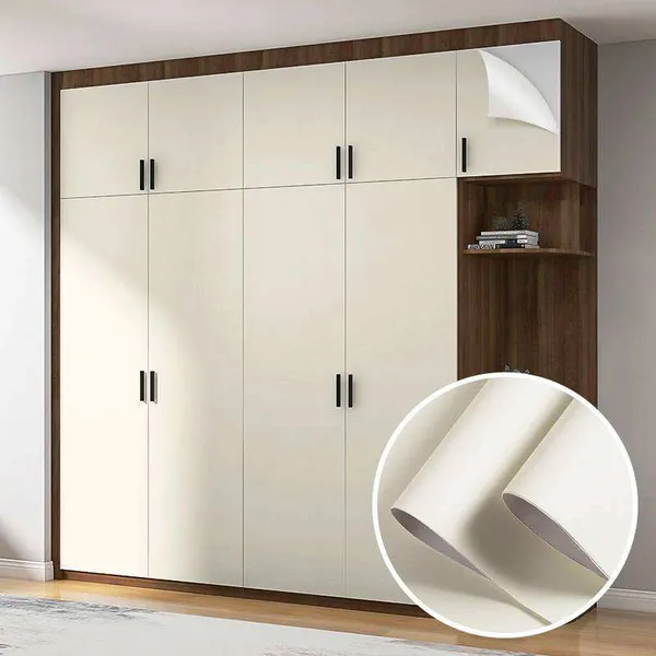 High-quality Solid Textured PVC Furniture Films Self-Adhesive Interior Modern Design Decorative Film