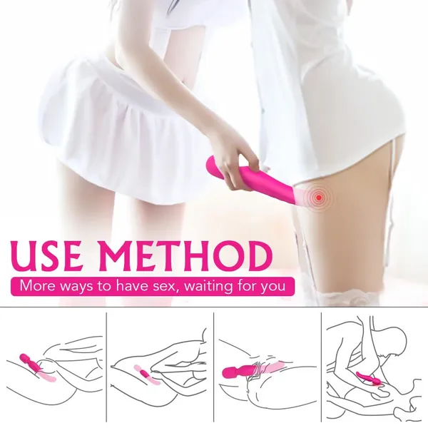 Dual-End Wand Massager — 3 Modes + Heating, 800mAh, IPX7, OEM photo-3