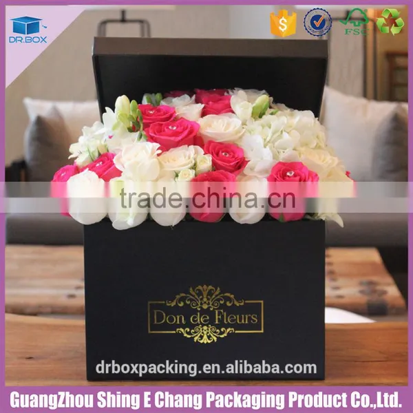 2016 High Quality Luxury White and Black Rigid Paper Rose Hat Box/flower Box photo-4