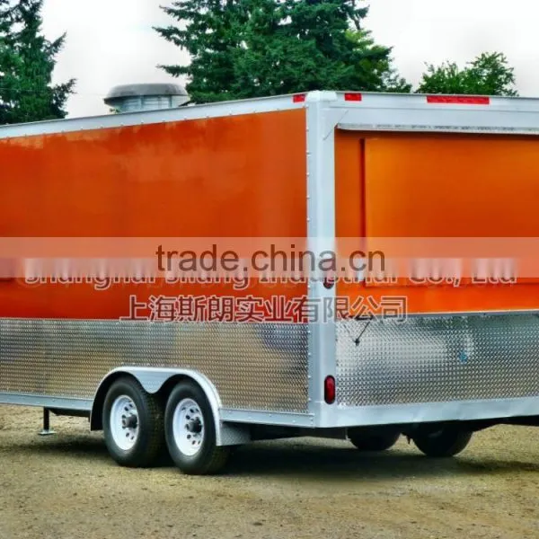 Orange Biaxial Traction Diner Food Truck for Sale Mobile Food Truck Mobile Food Trailer Fast Food Mobile Kitchen Trailer for Sal photo-3