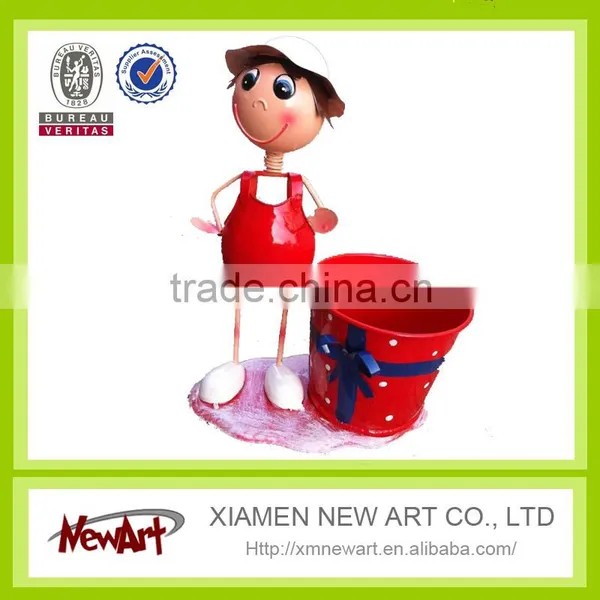 Metal Crafts Boy and Girl With Pot Art and Craft Metal Garden Decoration Quality Choice photo-2