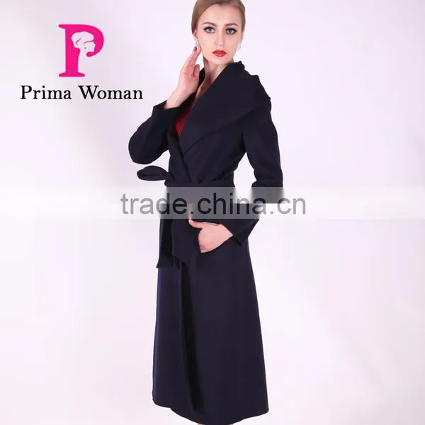 2016 New Design Spring Women Slim Fit Long Wool Coat With Belt photo-3