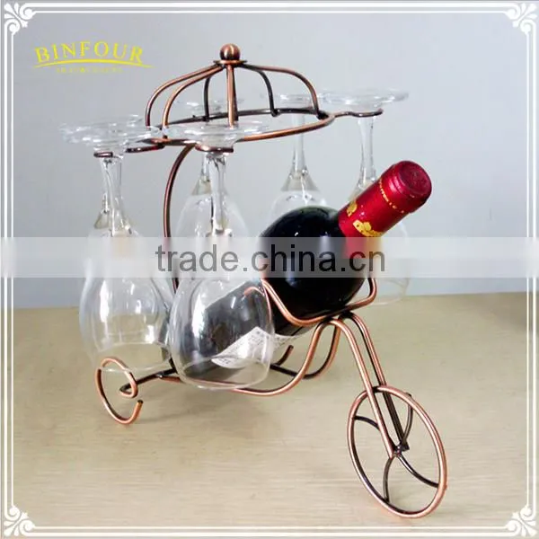 Metal Chariot Wine Rack 6 Hanging Wineglass Holder as Home Decorations photo-5