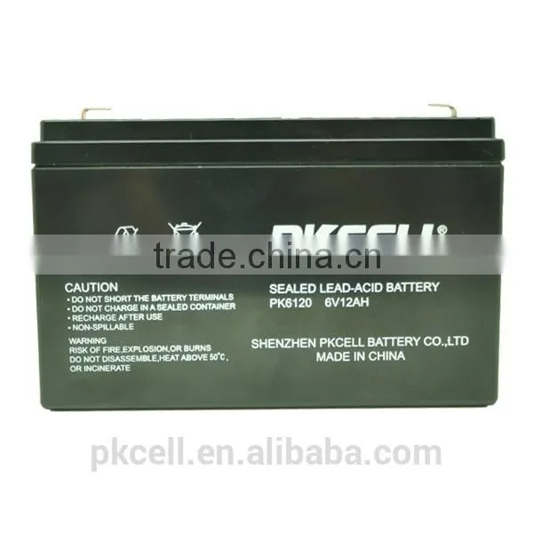 Sealed Lead Acid Rechargeable Battery 6v 12ah 20hr Solar Battery
