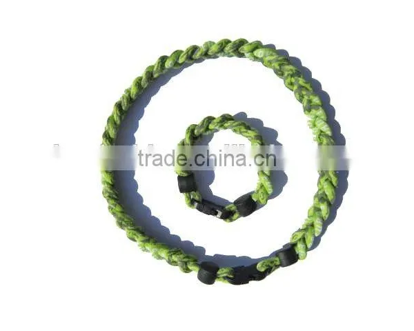 Blue & White 1Set Titanium Baseball Sports Necklace & Bracelet, 3 Ropes photo-5