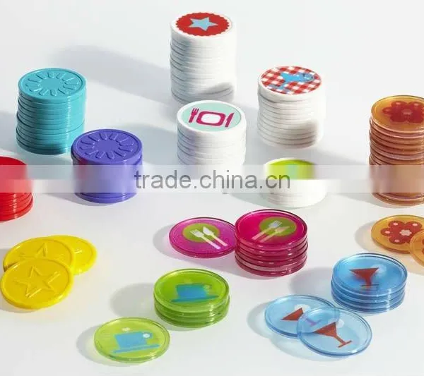 Embossed Plastic Token Coins in Stock - Neon Yellow - Cutlery photo-2