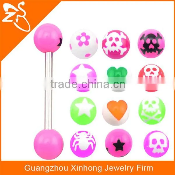 2016 New Design Acrylic Two Balls Barbell Unique Fake Banana Tongue Piercing photo-5