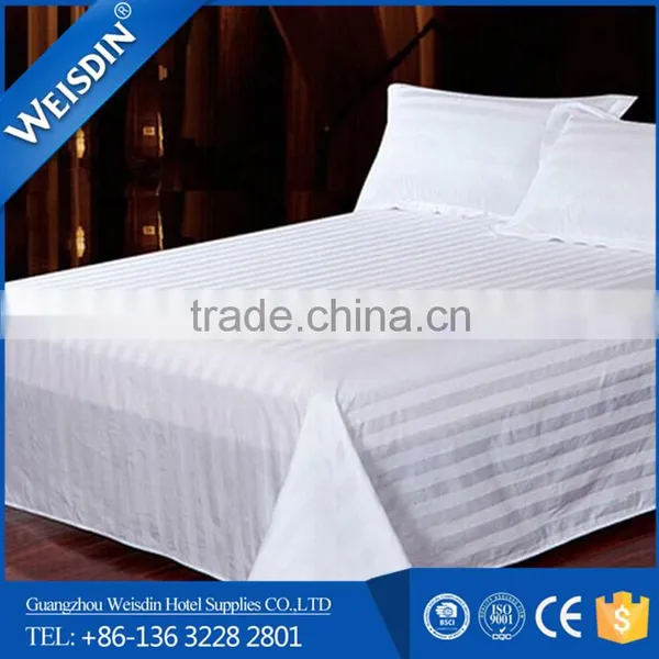 Deluxe 100%cotton Stripe Bedding Fabric Bedsheet for Hotel/ Hospital/ Apartment Sale