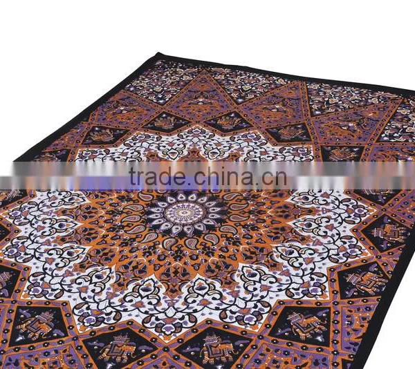 Indian Striped Paisley Tapestry Wall Decor Throw Table Cover 100% Cotton Bedspread Indian Jaipur Manufacturer & Wholesaler photo-3