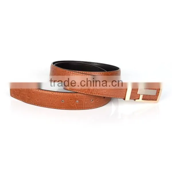 Gold Flat Belt Buckle Cheap Leather Belt For Men photo-4