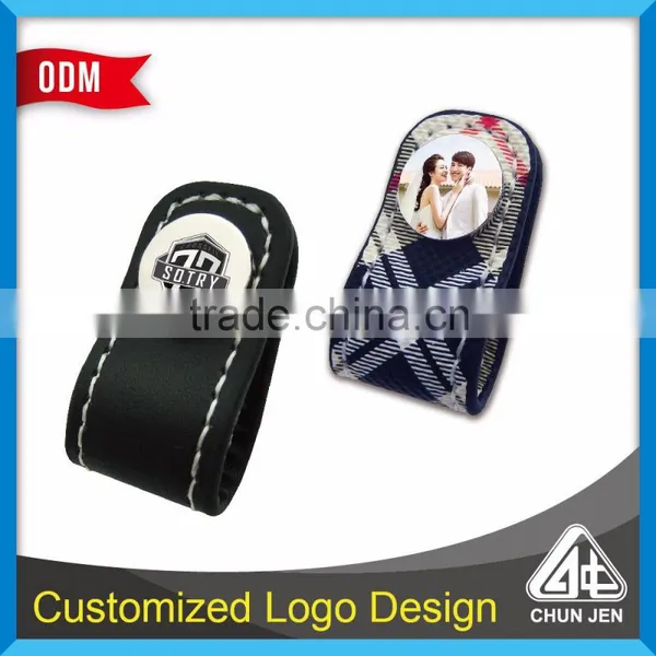 High Qulaity Custom logo PU leather cable winder/custom cable clip