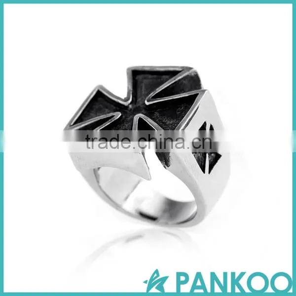 Wholesale Trend-cross-type Models do Retro Punk Tai Silver and Titanium Unisex Ring