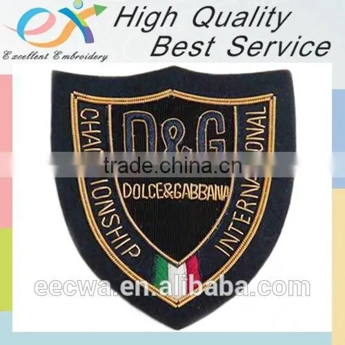 Hot Sale Hand Embroidery Bullion Wire Cap Badges