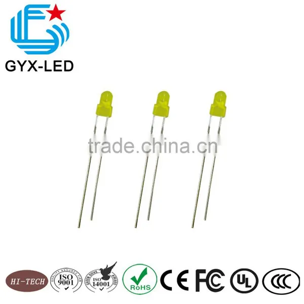 General yellow color 3mm round type lamp led dip led through hole led