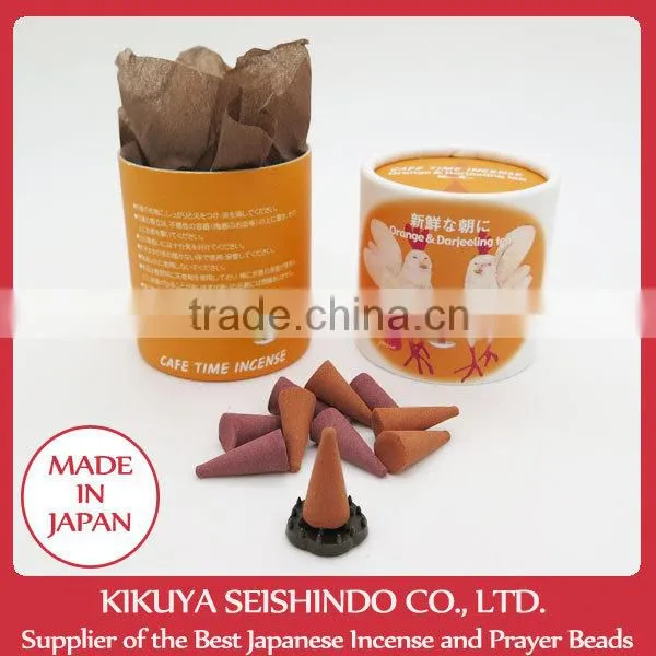 Nippon Kodo, Cafe Time Incense, Orange and Darjeeling Tea, Cone Incense, Incense Stand Included, 10 Pieces (5 Pieces of Each)