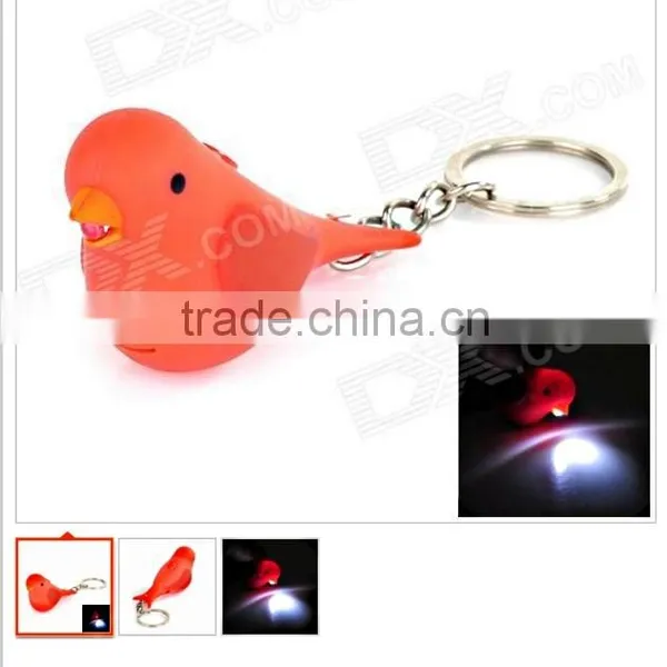 Cute Bird Singing Led Light Pvc Key Ring Key Chain photo-4