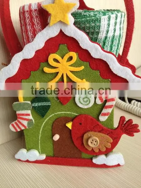Christmas Felt Bags With Dish Towel Set Rolled Inside photo-3