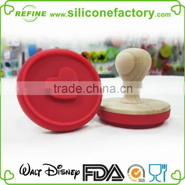 Customize and Fashionable LOVE HEART Silicone Cookie Stamps With Wooden Handle photo-2