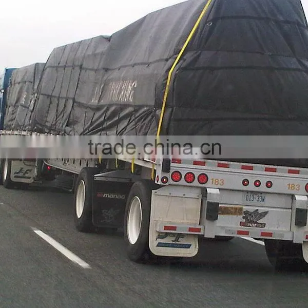 Heavy Duty Lumber Tarp - 24' x 27' (8' Drop & Flap) - 18oz Black Tarp photo-3