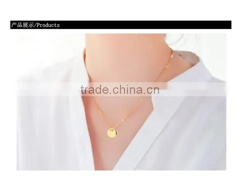 316L Stainless Steel Flat Gold Round Pendant 18ct Gold Pendant photo-2