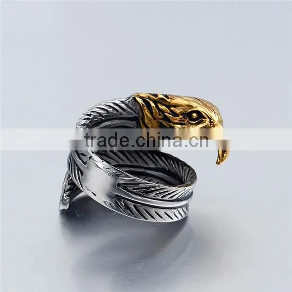 Gold Head Gothic Smart Custom Surgical Stainless Steel Eagle Ring photo-2