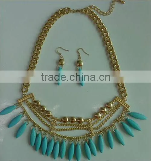 Turquoise Jewelry Set Necklace and Earrings Fashion Designs