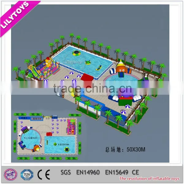 Professional Design Commercial Outdoor Large Frame Pool Park, Water Play Equipment, Inflatable Mobile Park photo-2