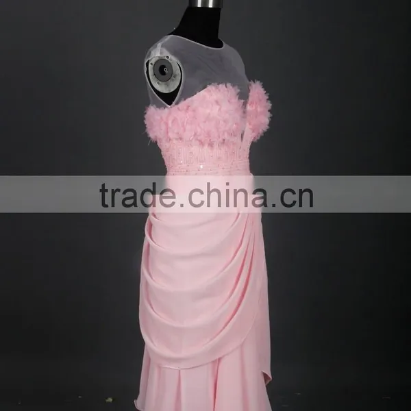 RSE677 Chiffon Design Peach Color Sexy Smart Evening Dresses Short photo-2