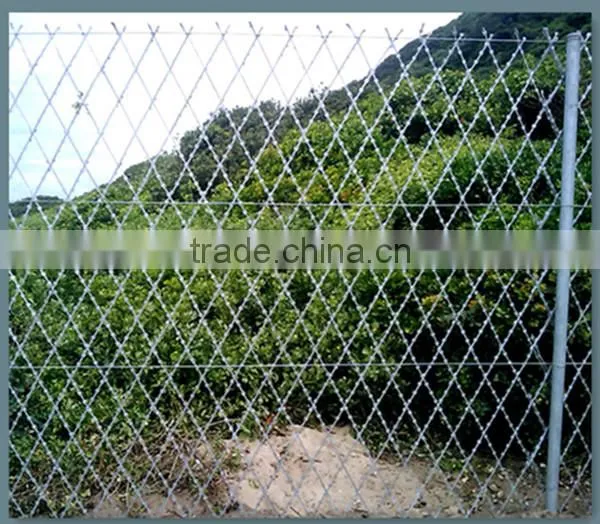China Metal Enclosure Grills High Security Square Hole Razor Mesh Panels Road Field Fence Wire Dividers With Sharp Razor photo-2