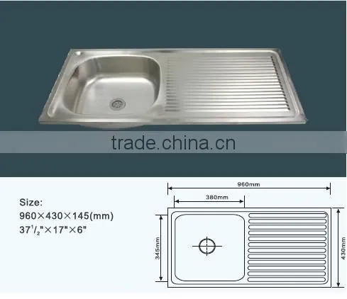 JZ-830 Single Bowl Single Tray Stainless Steel Kitchen Sink photo-2