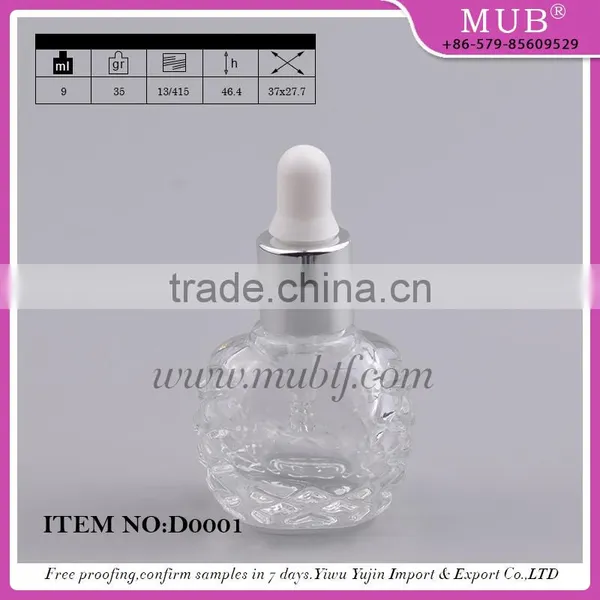 15ml Unique Shape Clear Glass Dropper Bottle With Pipette for e Liquid / Empty Essential Oil Container photo-5