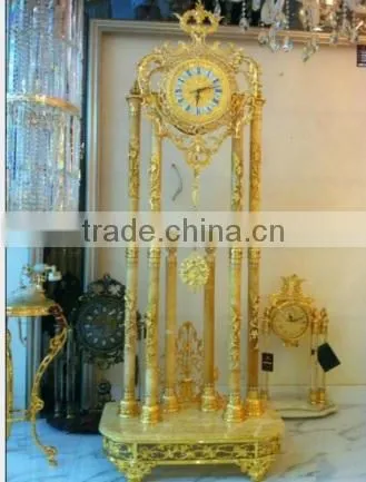 Antique French Brass Mounted Crystal and Marble Clock, Pendulum and Chiming Clock photo-6
