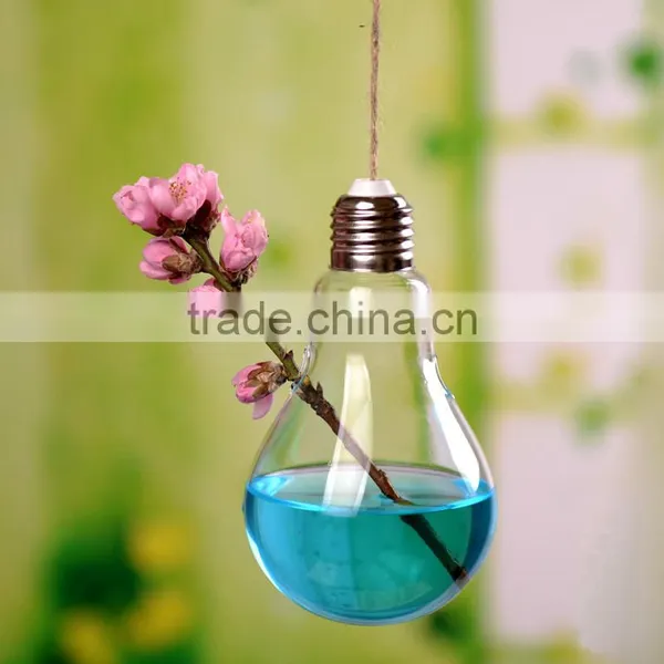 Creative Indoor Decoration Bulb Shaped Hanging Clear Glass Vase photo-2