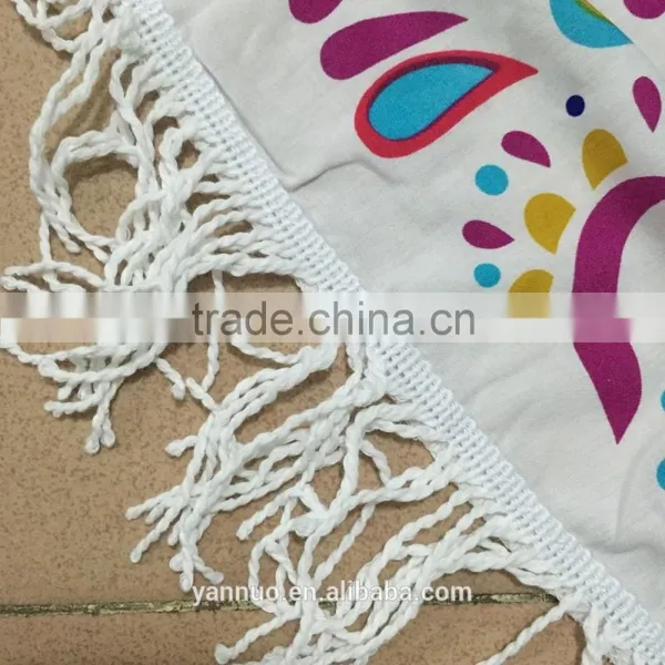 Round 100% Cotton Print Tassel Beach Towel, Beach Mat Sunscreen Shawl photo-3