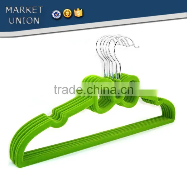 ABS Bowknot Shape Velvet Antiskid Hanger Flocking Clothes Hanger With Pulley,ABS,Nylon Villi,Chrome Plated Hook photo-2