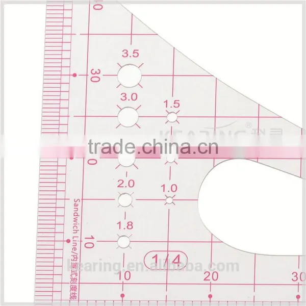 1.2mm Thickness 1:4 Plastic Sandwich Line Triangular Scale Ruler for Fashion Design# 8514 photo-4