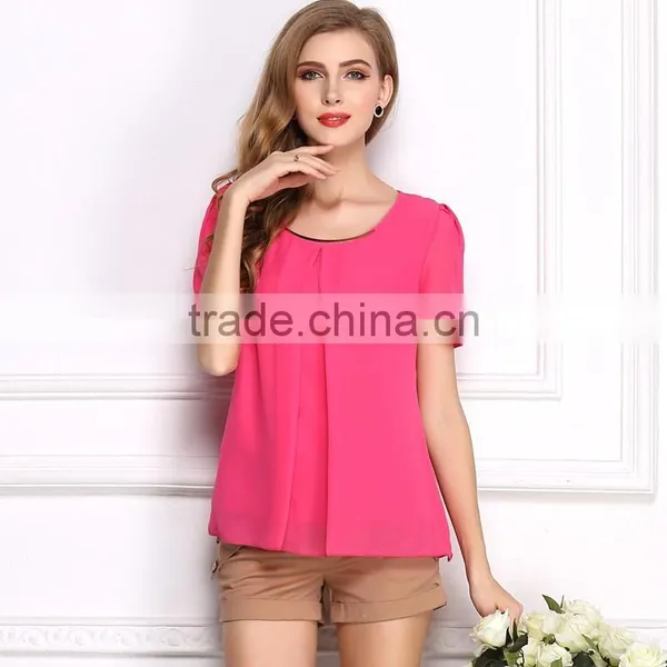 Latest Hot Sell European Summer Hot Sale Style Fashion Women Fancy Casual Lace Lady Shirts photo-6