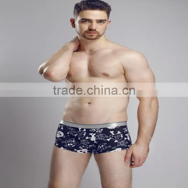 Factory Wholesale Custom Men's Skull Sexy Ice Silk Seamles Boxer Brief photo-4