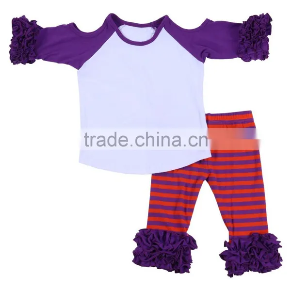 Cute Infant Girl Clothing Cold Shoulder Girl Icing t Shirt Sets Girl Ruffle Pants Outfits photo-2