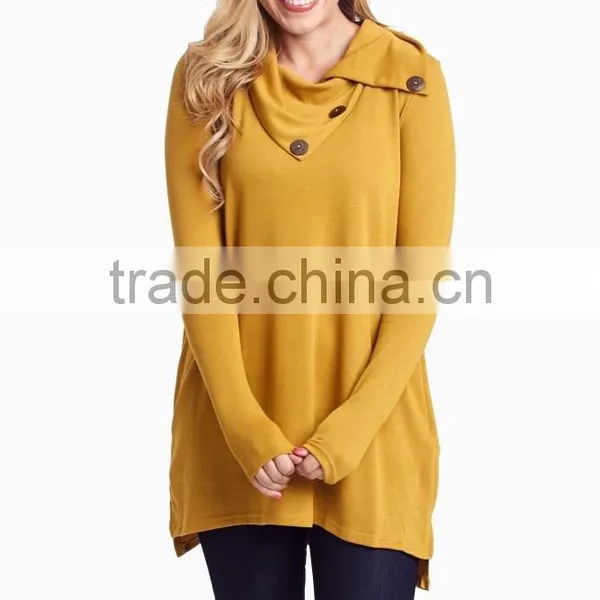 New Trendy Women Blouse Yellow Button Knit Women Tunic for Maternity 2016 photo-5