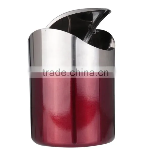 Best Price Red Color Stainless Steel Trash Bin1.5L Mini Car DustBin Swing Lid Kitchen Worktop Waste Rubbish Trash Can photo-3