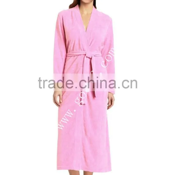 100% Cotton Kimono Collar Towel Velour Bathrobe photo-2
