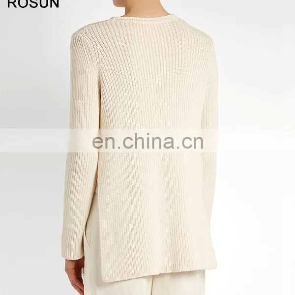 Women Round Neck Ribbed Knit Cotton Blend Sweater photo-3