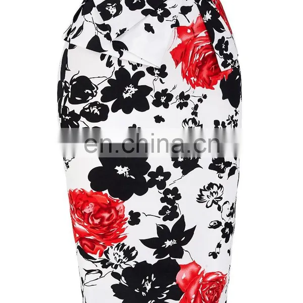 Grace Karin Occident Sexy Women Short Vintage Retro Printed Cotton Wrap Around Skirt CL008928-7 photo-2